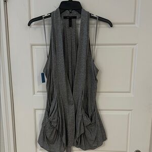 BCBGMAXAZRIA Women’s Gray Cotton Blend Tie-back Vest